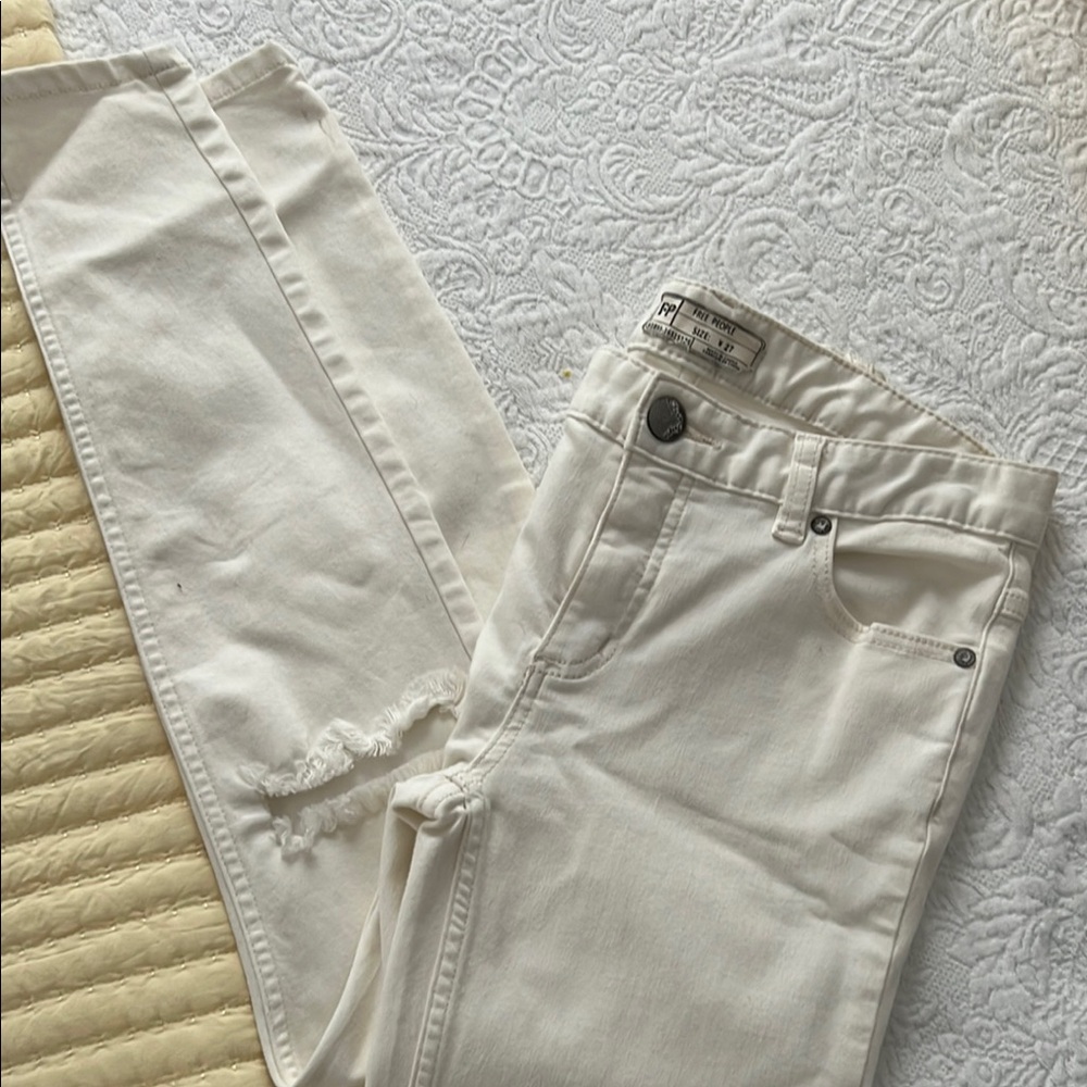 White Distressed Women Jeans free people
